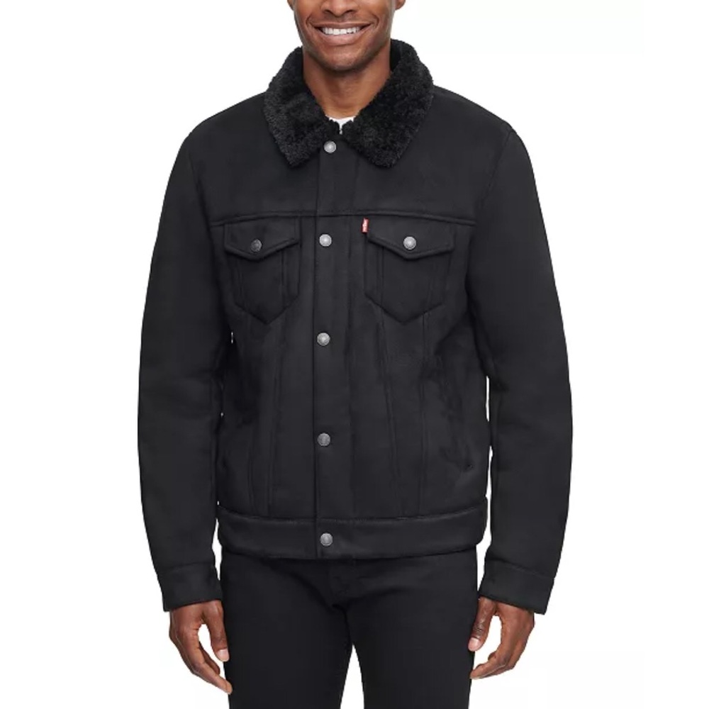 Levi’s Sherpa Faux Suede Black Trucker Jacket